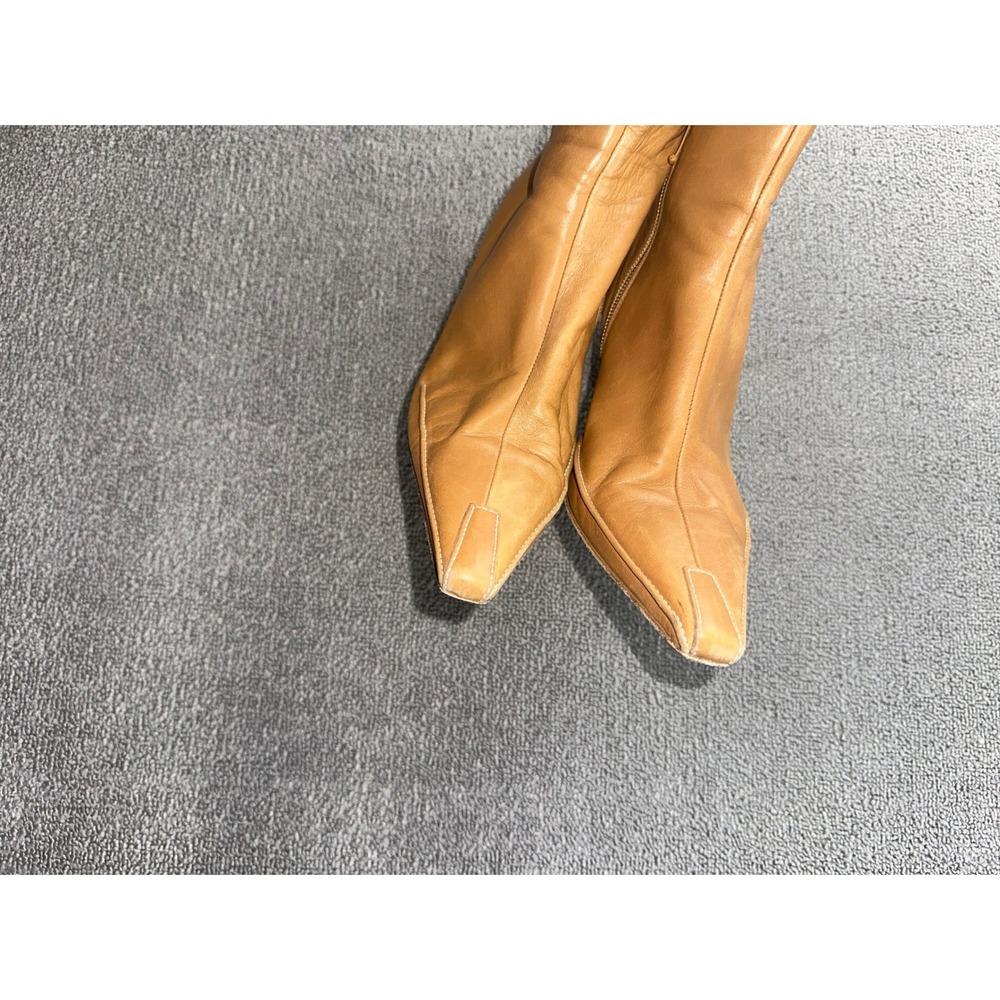Y2K Donald J Pliner Boots Women 9 M Tan Lindy 55 Leather Spain Made Office Work - Picture 10 of 16